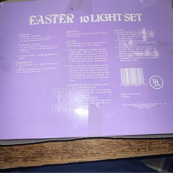 Vintage Blow Mold Easter 10 String Light Set Eggs Bunnies Carrots Tested Works - Picture 6 of 8